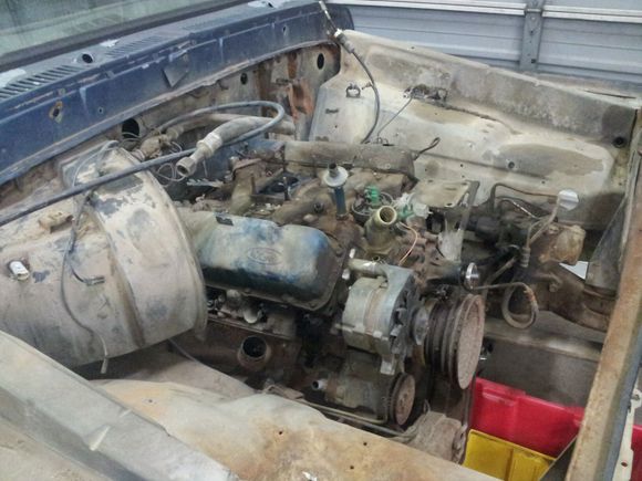 Engine bay during restoration